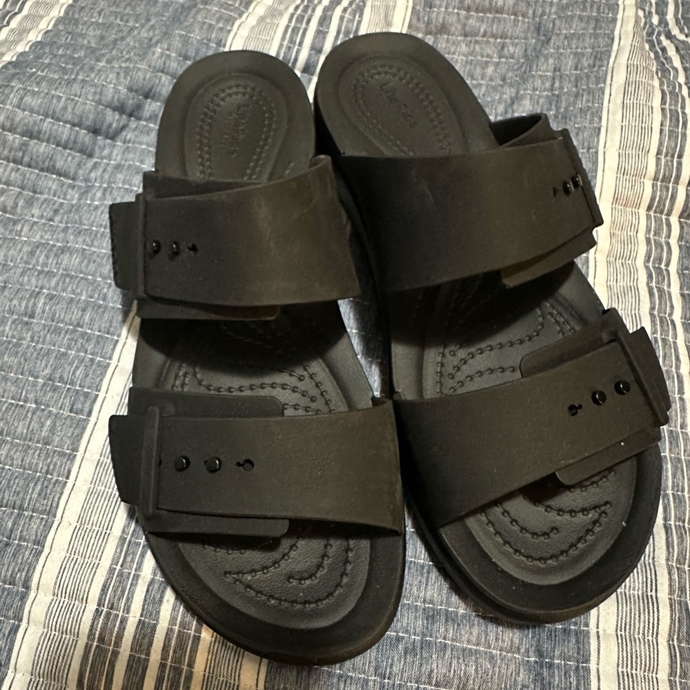 CROCS Black Double Strap Slide Sandals - Picture 2 of 6